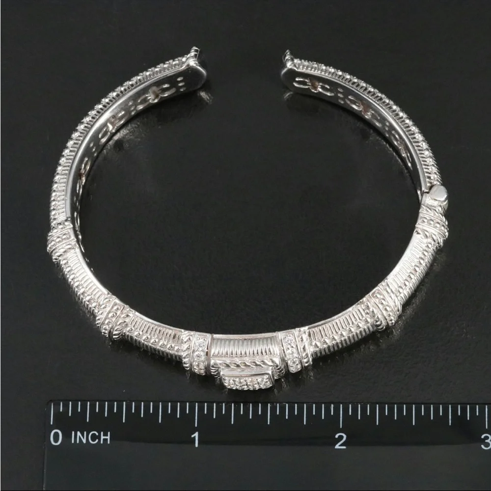 Judith Ripka Silver Textured Bangle Bracelet - Picture 2 of 9